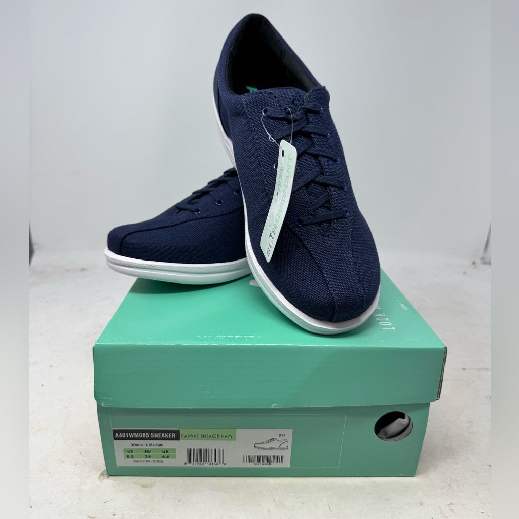 Navy Canvas Sneakers By Apex Slip Resistant New In Box - Size 8.5 Medium